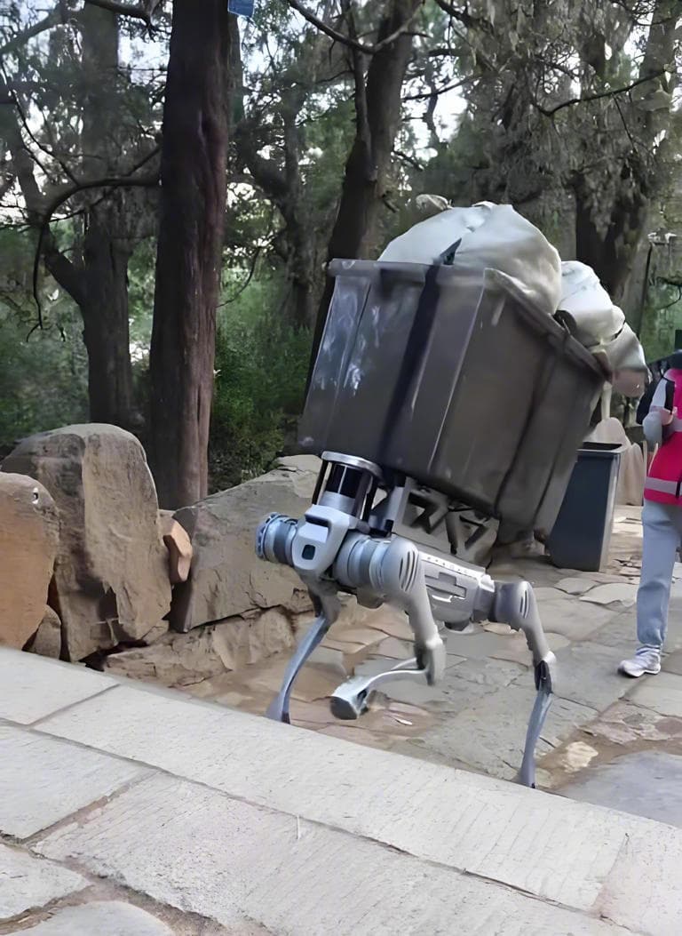 Robotic Dog Successfully Tests Garbage Collection on Taishan Mountain