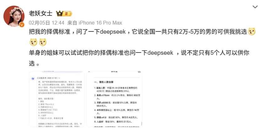 DeepSeek评我的择偶标准