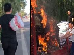 Soldiers were called in to put out a fire when they encountered a truck catching on fire.
